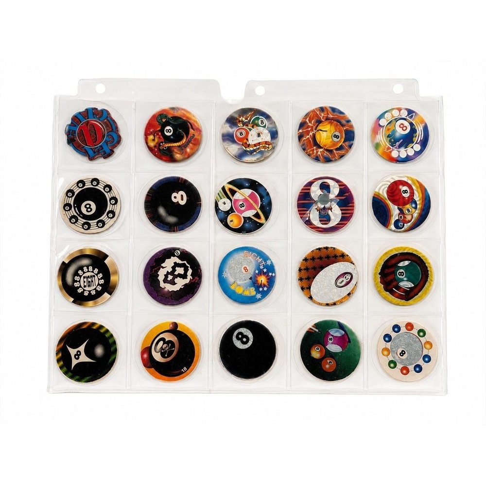 Vintage 1990s POG Milk Caps Lot of 20 Billiards 8 Ball Pool Designs Taiwan